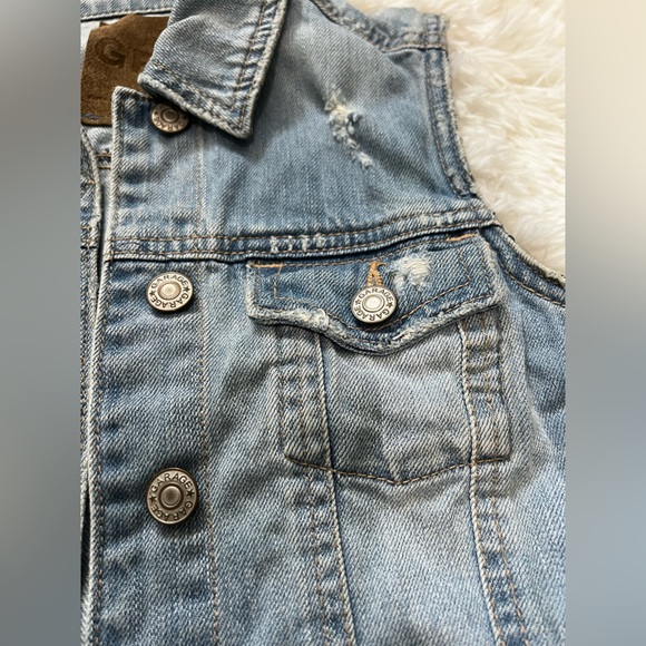 GARAGE Denim Vest - Jean - Light Blue - Button Up - Pockets - Distressed -  XS - Picture 3 of 9